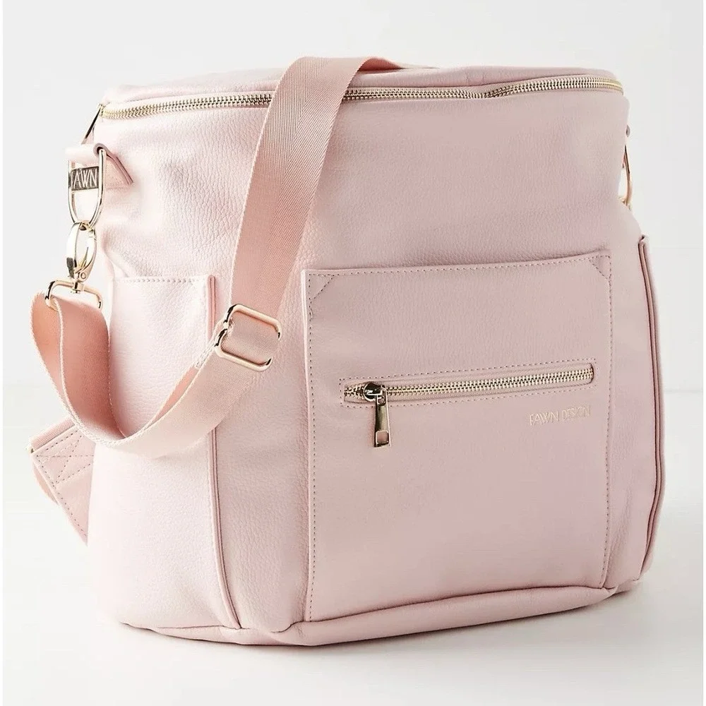 Fawn Design blush pink diaper bag  gold hardware Puff Ball Bag Charm